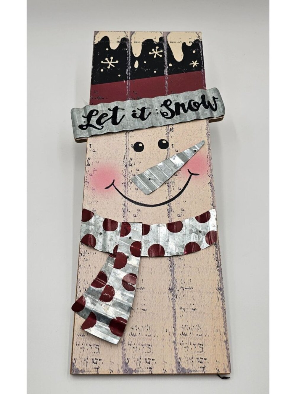 Let It Snow Snowman Christmas Vtg Look Door Sign Holiday Decor Rustic Wall Art